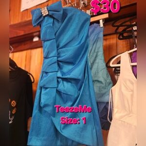 Teeze Me Strapless Blue Dress